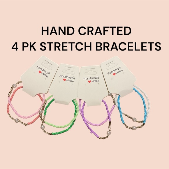 4 PACK OF HAND CRAFTED STRETCH BRACELETS GREAT GIFT - Picture 1 of 1